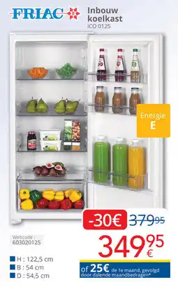 Eldi Friac Inbouw koelkast ICO 0125 aanbieding