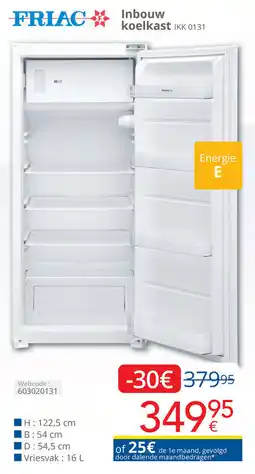 Eldi Friac Inbouw koelkast IKK 0131 aanbieding