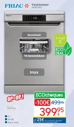 Eldi Friac Vaatwasser VW40201XL aanbieding