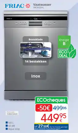 Eldi Friac Vaatwasser VW34201XL aanbieding