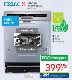 Eldi Friac Inbouw vaatwasser IVW3100IX aanbieding