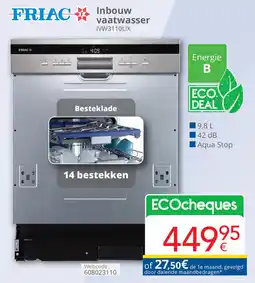 Eldi Friac Inbouw vaatwasser IVW3110LIX aanbieding
