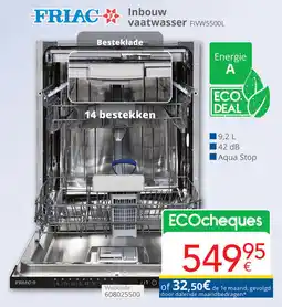 Eldi Friac Inbouw vaatwasser FIVW5500L aanbieding