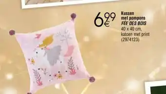 Kussen met pompons Fee des bois 40x40 cm