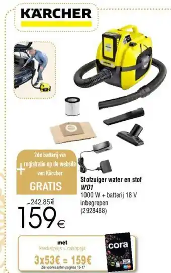 Cora K'a'rcher Stofzuiger water en stof WD1 1000W aanbieding