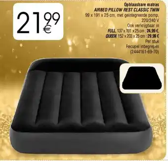 Intex opblaasbare matras Airbed pillow rest classic twin 99x191x25 cm