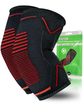 Decathlon Compressie- en ondersteuningselleboogbrace (paar), armmouw aanbieding