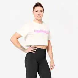 Decathlon Crop top voor krachttraining dames los model wit aanbieding