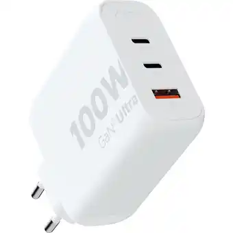 Decathlon Xtorm 100W GaN2-Ultra Thuislader - 2 x USB-C en 1 x USB-A - Wit aanbieding