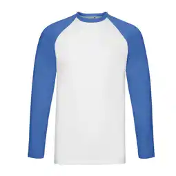 Decathlon Heren Baseball Tshirt met lange mouwen (Wit/royaal blauw) aanbieding