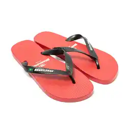 Decathlon Mannen Brasilerase teenslippers rood en zwart met antislipzool aanbieding
