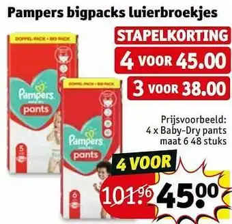 Kruidvat Pampers bigpacks luierbroekjes baby-dry pants maat 6 aanbieding