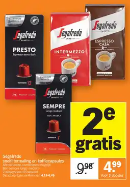 Albert Heijn Segafredo snelfiltermaling en koffiecapsules aanbieding