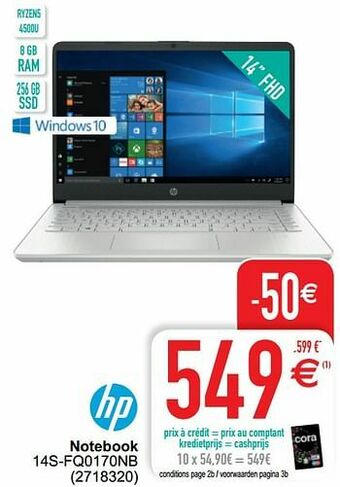 Cora Hp notebook 14s-fq0170nb aanbieding