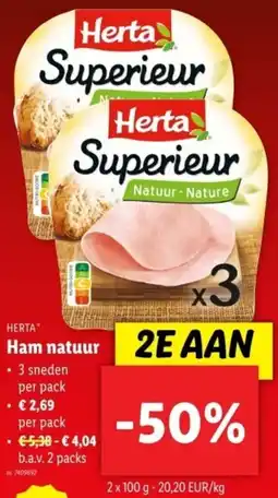 Lidl Herta Ham Natuur aanbieding