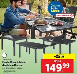 Lidl Livarno Home Uitschuifbare tuintafel Aluminium Houston aanbieding