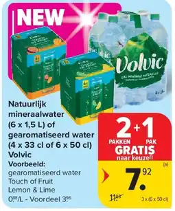 Carrefour Natuurlijk mineraalwater (6 x 1,5 L) of gearomatiseerd water (4 x 33 cl of 6 x 50 cl) Volvic aanbieding