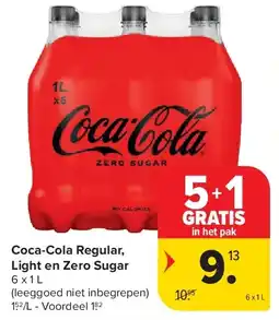 Carrefour Coca-Cola Regular, Light en Zero Sugar aanbieding