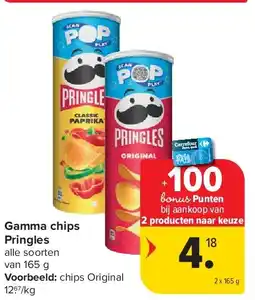 Carrefour Gamma chips Pringles aanbieding