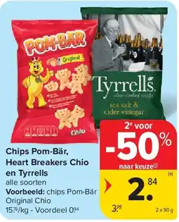 Carrefour Chips Pom-Bär, Heart Breakers Chio en Tyrrells aanbieding