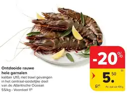Carrefour Ontdooide rauwe hele garnalen aanbieding