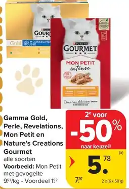 Carrefour Gamma Gold, Perle, Revelations, Mon Petit en Nature’s Creations Gourmet aanbieding