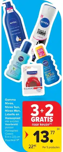 Carrefour Gamma Nivea, Nivea Sun, Nivea Men, Labello en Hansaplast aanbieding