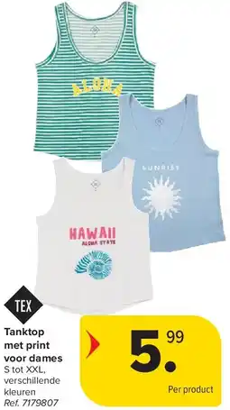 Carrefour Tanktop met print voor dames aanbieding
