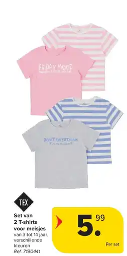 Carrefour Set van 2 T-shirts voor meisjes aanbieding