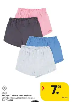 Carrefour Set van 2 shorts voor meisjes aanbieding