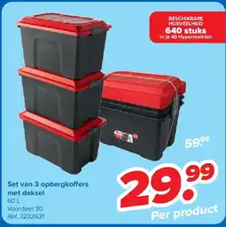 Carrefour Set van 3 opbergkoffers met deksel aanbieding
