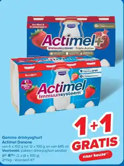 Carrefour Gamma drinkyoghurt Actimel Danone aanbieding