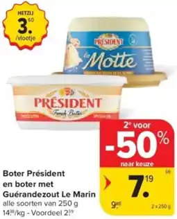 Carrefour Boter Président en boter met Guérandezout Le Marin aanbieding