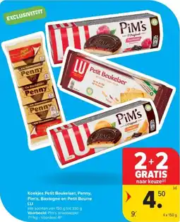 Carrefour Koekjes Petit Beukelaer, Penny, Pim's, Bastogne en Petit Beurre LU aanbieding