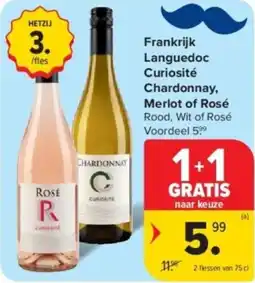 Carrefour Frankrijk Languedoc Curiosité Chardonnay, Merlot of Rosé aanbieding