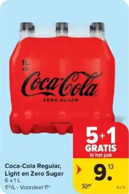 Carrefour Coca Cola Regular, Light en Zero Sugar aanbieding