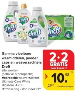 Carrefour Gamma vloeibare wasmiddelen, poeder, caps en wasverzachters Dreft aanbieding