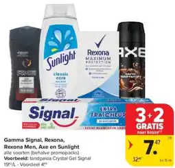 Carrefour Gamma Signal, Rexona, Rexona Men, Axe en Sunlight aanbieding