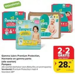 Carrefour Gamma luiers Premium Protection, Harmonie en gamma pants Pampers aanbieding