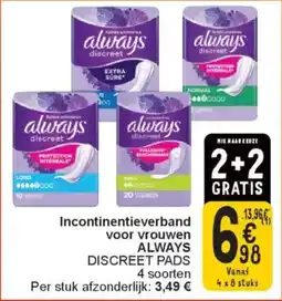 Cora Incontinentieverband voor vrouwen always aanbieding