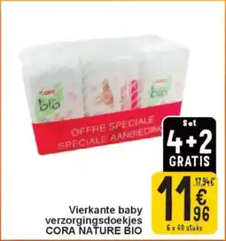Cora Vierkante baby verzorgingsdoekjes cora nature bio aanbieding