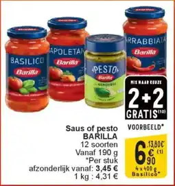 Cora Saus of pesto barilla aanbieding