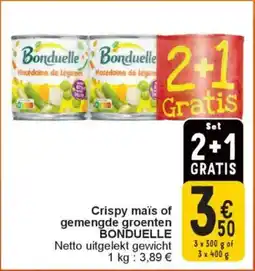 Cora Crispy maïs of gemengde groenten bonduelle aanbieding