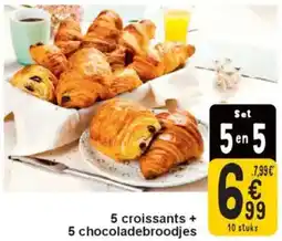 Cora 5 croissants + 5 chocoladebroodjes aanbieding