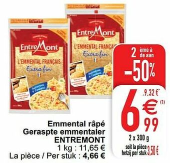 Cora Emmental râpé geraspte emmentaler entremont aanbieding