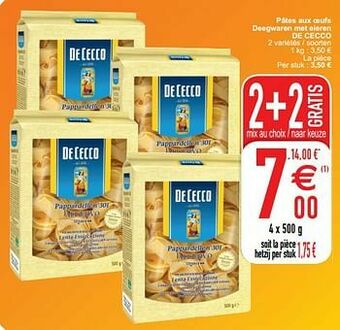 Cora Pâtes aux oeufs deegwaren met eieren de cecco aanbieding