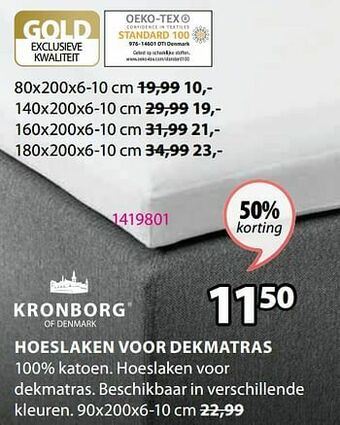 Jysk Hoeslaken voor dekmatras aanbieding