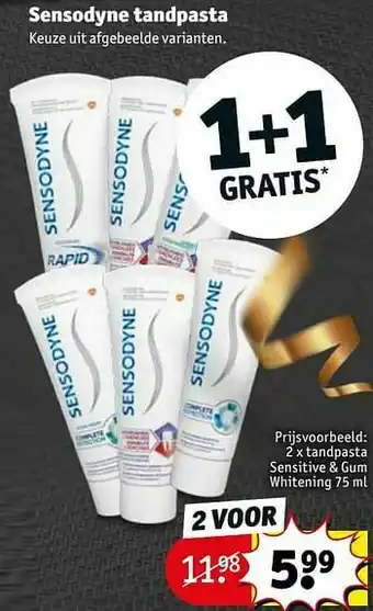 Kruidvat Tandpasta sensitive + gum whitening aanbieding