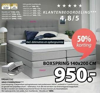 Jysk Gold c70 boxspring aanbieding