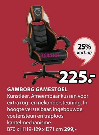 Jysk Gamborg gamestoel aanbieding